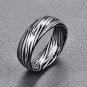 Dome Damascus Striped Design Tungsten Ring