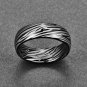 Dome Damascus Striped Design Tungsten Ring