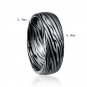 Dome Damascus Striped Design Tungsten Ring