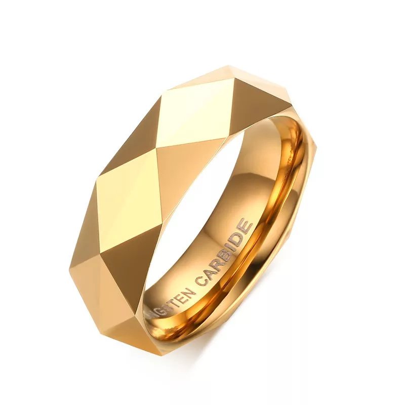 High Polished Rhombus Cut 8mm Tungsten Carbide Ring