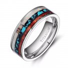 8mm Mens Wedding Ring Natural Genuine Deer Antler Wood Inlay Titanium Ring