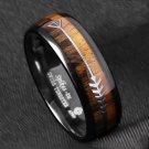8mm Black Dome Wood Arrow Tungsten Carbide Ring