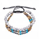 3pcs Mix Natural Stone White Onyx Bead Bracelets