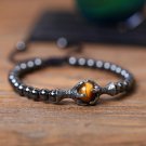 6mm Hematite Bead with Eagle Claw Braided Rope Adjustable Bracelet