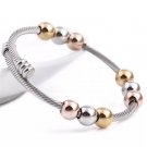 Spring Wire Line Colorful Beads Stainless Steel Stretch Bracelet