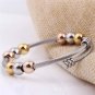 Spring Wire Line Colorful Beads Stainless Steel Stretch Bracelet