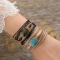 Rope Wrap Natural Stones Labradorite Boho Long Handmade Bracelet
