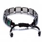 Colorful Square Gem Stone Braiding Black Rope Chain Adjustable Bracelet