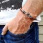 Stainless Steel With Brown Leather Anchor Bracelet