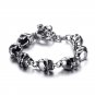 Stainless Steel Skulls Head Chain Bangle Bracelet Gothic Punk Biker Jewelry