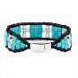 Cube Square Turquoise Beads Leather Cross Bracelet