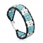 Cube Square Turquoise Beads Leather Cross Bracelet