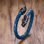 Stainless Steel Dragons Head Leather Open Cuff Bracelet