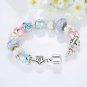 European Style Romantic Silver Heart Charm Murano Beads Bracelet