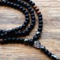Black 6mm Stone Bead with Wood Bead Men's Pendants Necklace