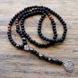 Black 6mm Stone Bead with Wood Bead Men's Pendants Necklace