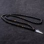 Long Necklac 8mm Tiger Stone Bead Black Men's Hematite Triangle Pendant Necklace
