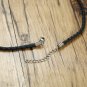 Black Braided Leather with Stainless Steel Beaded Choker Necklace