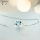 Mermaid Foam Bubble Design Crystal 925 Sterling Silver Necklace