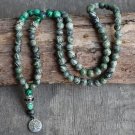 Green Grass Stone With Meditation Life Of Tree Pendant Necklace