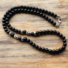 Mens Tribal Style 6mm Stone Beads Skull Charm Necklace