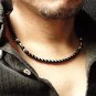 Mens Tribal Style 6mm Stone Beads Skull Charm Necklace