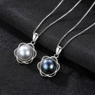 Luxury Black Pearl 925 Sterling Silver Flower Pendant Necklace