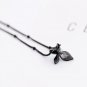Genuine S925 Silver Blue Rose Flower Crystal Pendant Necklace