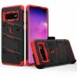 For Galaxy S10 Plus Case Military Grade Drop with Kickstand Holster Black/Red