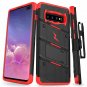 For Galaxy S10 Plus Case Military Grade Drop with Kickstand Holster Black/Red