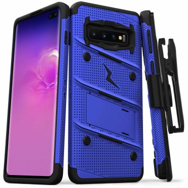 For Galaxy S10 Plus Case Military Grade Drop with Kickstand Holster Blue/Black