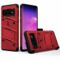For Galaxy S10 Plus Case Military Grade Drop with Kickstand Holster Red/Black
