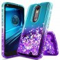 For Motorola Droid Turbo 2 Case Glitter Liquid Quicksand Waterfall Aqua/Purple