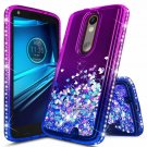 For Motorola Droid Turbo 2 Case Glitter Liquid Quicksand Waterfall Purple/Blue