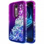 For Motorola Droid Turbo 2 Case Glitter Liquid Quicksand Waterfall Purple/Blue