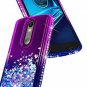 For Motorola Droid Turbo 2 Case Glitter Liquid Quicksand Waterfall Purple/Blue