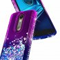 For Motorola Droid Turbo 2 Case Glitter Liquid Quicksand Waterfall Purple/Blue