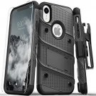 iPhone XR Case Military Grade Drop Tested Tempered Glass Screen Metal Gray Black