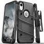 iPhone XR Case Military Grade Drop Tested Tempered Glass Screen Metal Gray Black