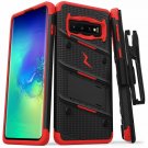 Galaxy S10 Case Military Grade Drop Protection Kickstand Bundle Includes Red