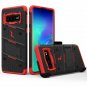 Galaxy S10 Case Military Grade Drop Protection Kickstand Bundle Includes Red