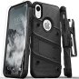 iPhone XR Case Military Grade Drop Tested Tempered Glass Screen Kickstand Black