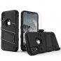 iPhone XR Case Military Grade Drop Tested Tempered Glass Screen Kickstand Black