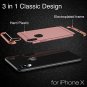 iPhone Xs X Case Ultra 3 in1 Hybrid Hard Plastic CoverRed Anti Scratch Rose Gold