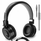 Headphones Adjustable On-Ear Music Headset  3.5mm Jack Wired Lightweight Black
