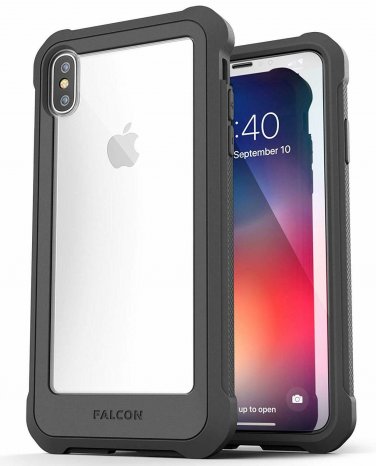 For iPhone Xs Max Case w/Screen Protector Falcon Series Protective Rugged Gray
