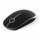 Wireless Mouse Slim 2.4G Nano Receiver Less Noise Optical Mice Black and Silver