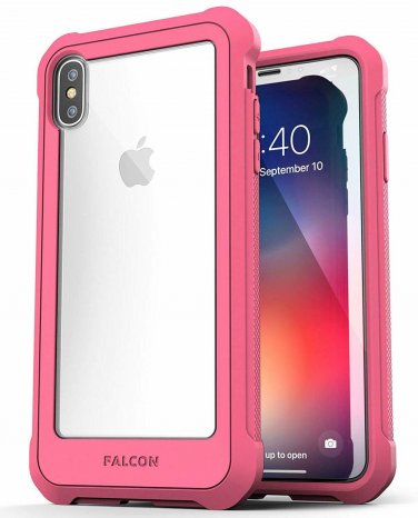 For iPhone Xs Max Case w/Screen Protector Falcon Series Protective Rugged Pink