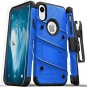 iPhone XR Case Military Grade Drop Tested Tempered Glass Screen Blue Black