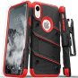 iPhone XR Case Military Grade Drop Tested Tempered Glass Screen Kickstand Red